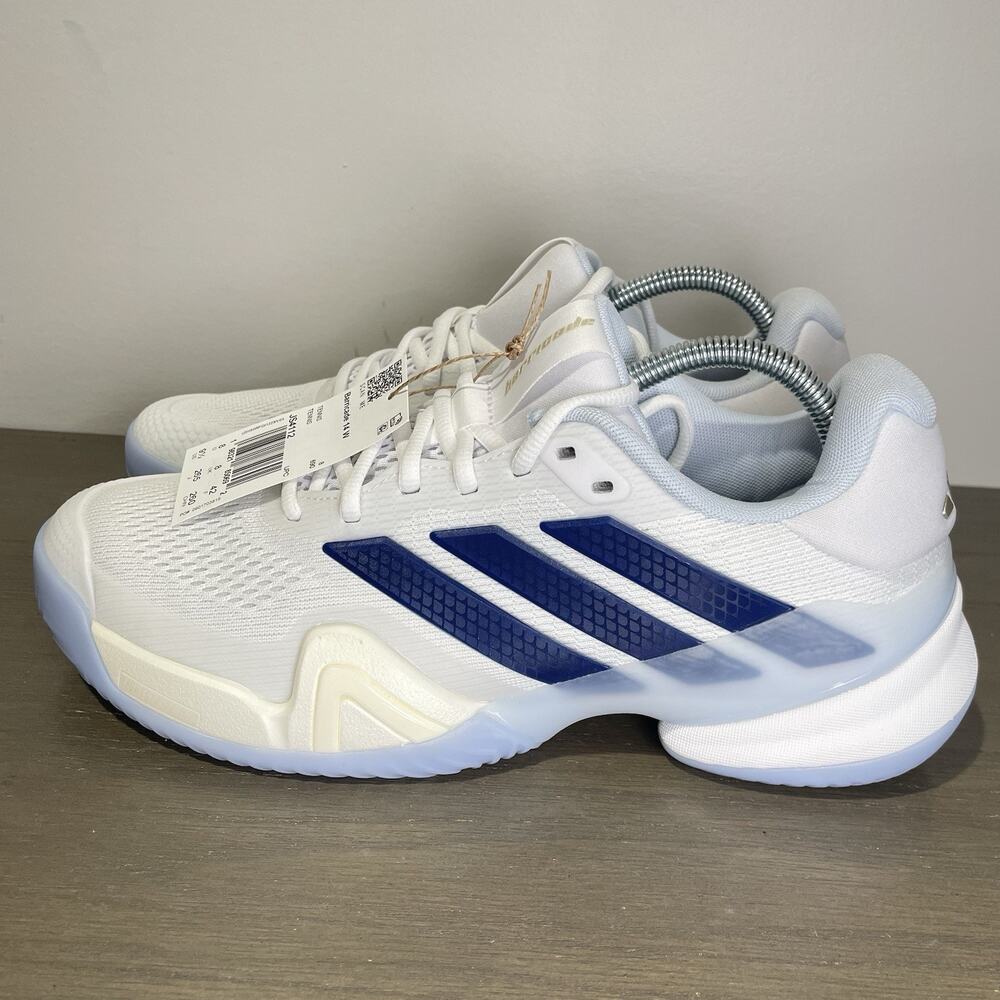 Adidas Womens Size 9.5 Tennis Shoes NEW Barricade 14 White Blue Court JS4112